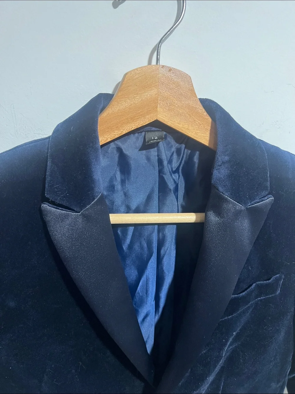 Boys Crewcuts Navy Velvet Blazer - Classic Two-Button Jacket Size 12